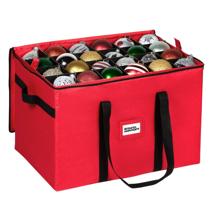 Christmas Ornament Storage ContainerBox Stores Up to 96 Adjustable Dividers Large Organizer Bin to Protect and Store Holiday Dcor