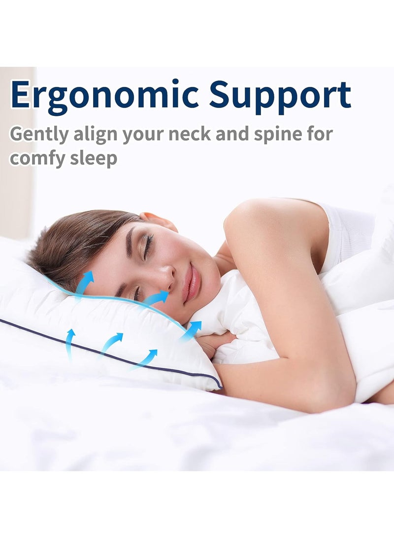 Opposy Bed Pillows for Sleeping-2 Pack Queen Size Set of 2 Pillow for Side Back and Stomach Sleepers, Down Alternative Filling Luxury Soft Quality with Premium Plush (White)  - Image 2