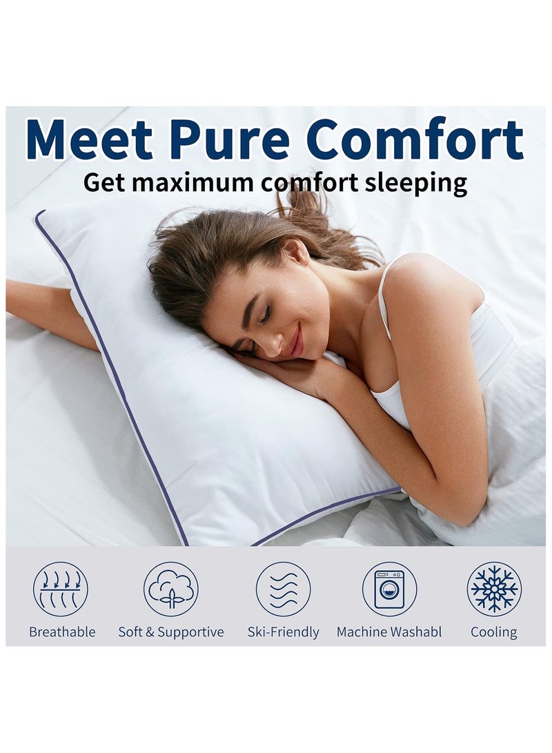 Opposy Bed Pillows for Sleeping-2 Pack Queen Size Set of 2 Pillow for Side Back and Stomach Sleepers, Down Alternative Filling Luxury Soft Quality with Premium Plush (White)  - Image 4