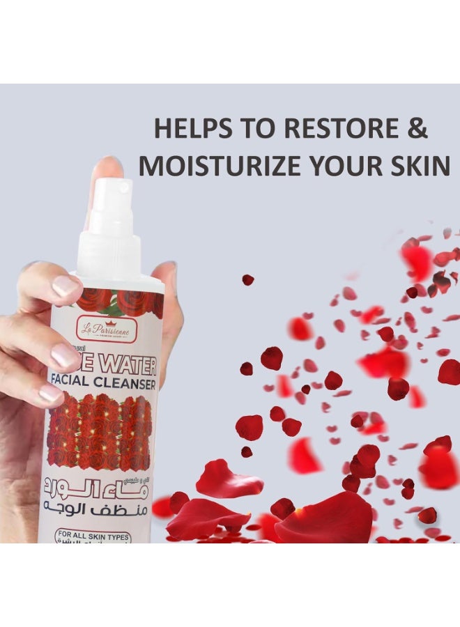 ECOLYTE+ Rose Water La Parisienne Pure & Natural, Revitalizing, Skin Care, Facial Cleanser, Cleansing Toner, Skin Purifying, Face Mist, Brighter & Hydrated Skin, All Skin types - 250 ml - Image 2