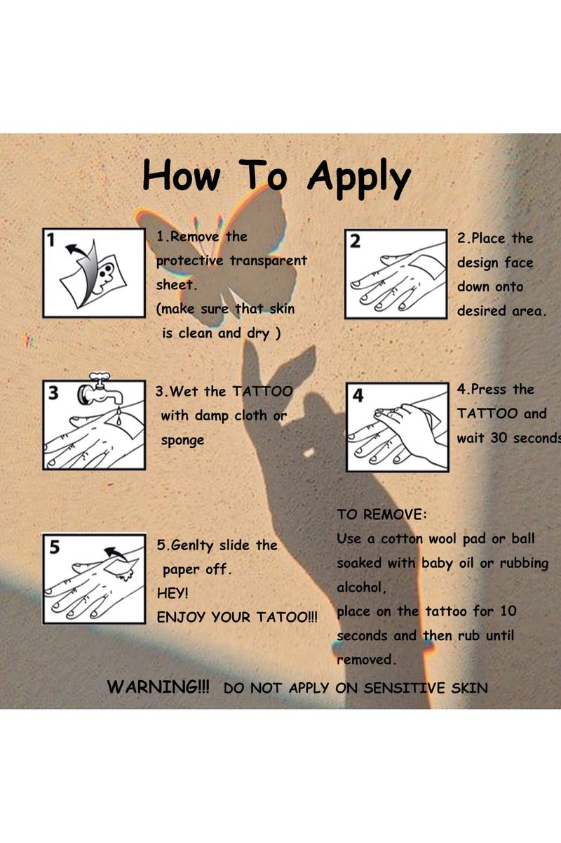 قوس قزح أورينبو 6 أوراق وشم الفراشة اللامعة المعدنية للفتيات - 93 قطعة من وشم الفراشة الذهبية اللامعة المؤقتة لتزيين هدايا الحفلات - Image 5