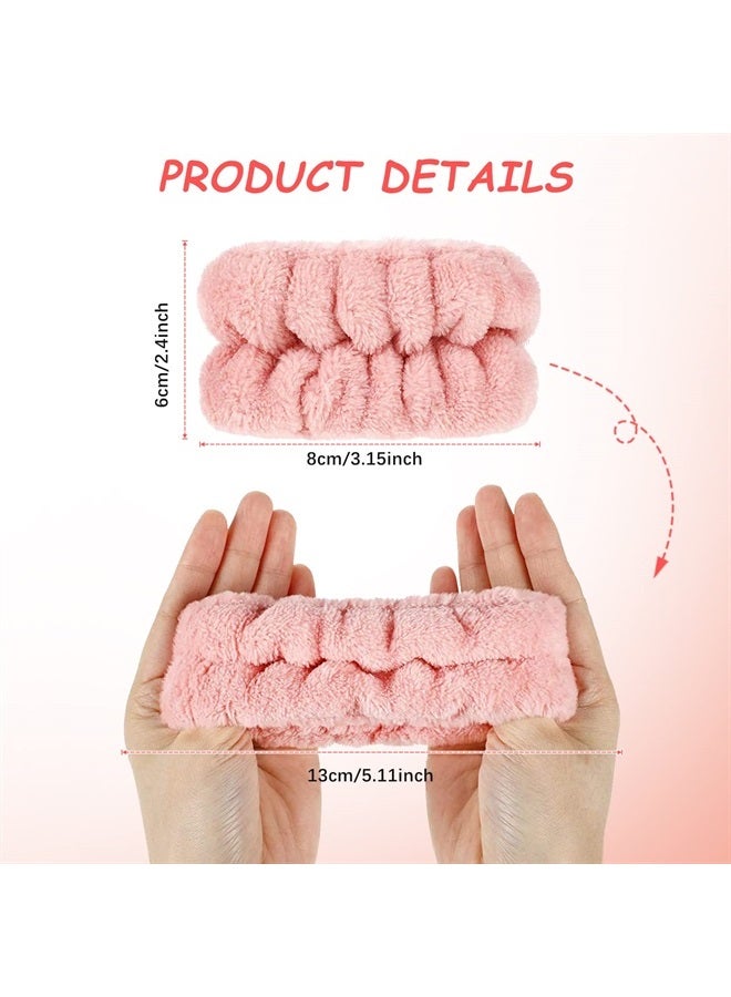 4 Pairs Wrist Spa Washband Microfiber Washing Face Wrist Wash Towel Band Wristband Scrunchies Absorbent Wrist Sweatband for Women Prevent Liquid from Spilling (Brown, White, Classic Style)
