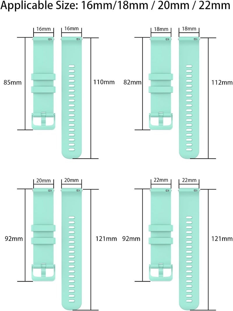 WUNIAK Smart Watch Band 16mm, Soft Silicone Sport Replacement Strap, Waterproof Lightweight Wristband for Men & Women .(Black+Teal Green,2 Pack) - Image 2