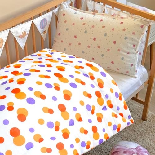 VParents Cotton Crib Sheet for New Born Baby, Soft Cotton Godadi Set for Baby, Godari Bedding Set of 2, Pink & Orange, Preemiee - Image 3