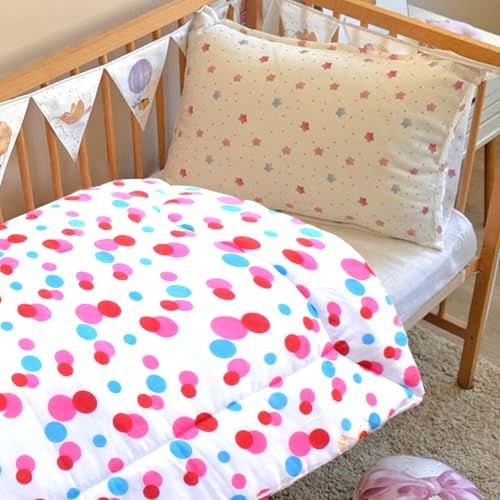 VParents Cotton Crib Sheet for New Born Baby, Soft Cotton Godadi Set for Baby, Godari Bedding Set of 2, Pink & Orange, Preemiee - Image 2