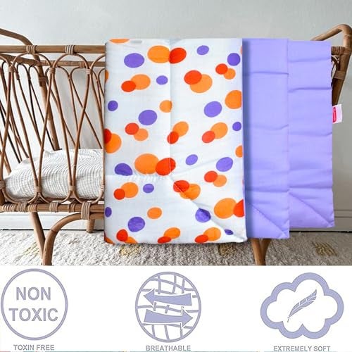 VParents Cotton Crib Sheet for New Born Baby, Soft Cotton Godadi Set for Baby, Godari Bedding Set of 2, Pink & Orange, Preemiee - Image 5
