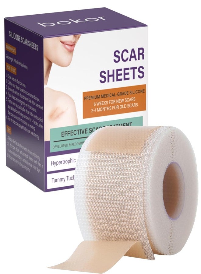 Bokor Silicone Scar Sheets, Silicone Scar Tape for Surgical Scars, Scar Removal Patches with Medical Grade Treatment (1.5M - Image 1