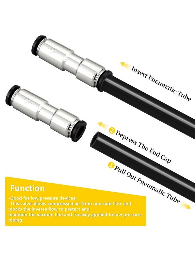 Yoebor 1/4" OD Check Valve Push to Connect One Way Inline Air Pneumatic Valves, Nickel Plated Brass & Plastic (Pack of 2) - Image 4