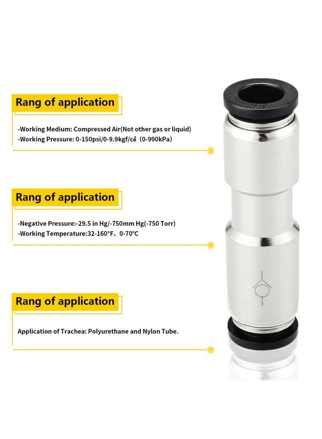Yoebor 1/4" OD Check Valve Push to Connect One Way Inline Air Pneumatic Valves, Nickel Plated Brass & Plastic (Pack of 2) - Image 3