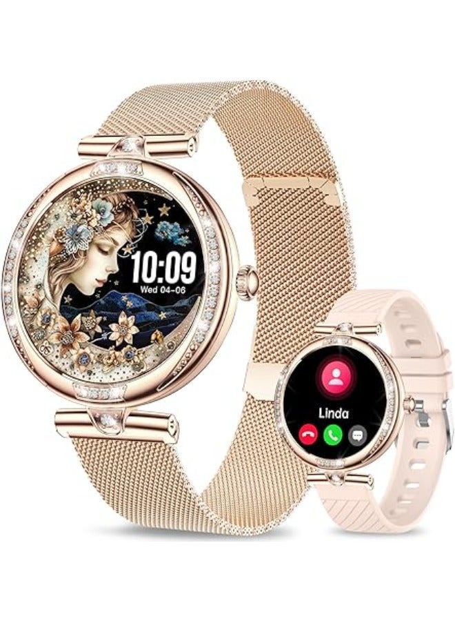 Efolen Smart Watch for Women(Make/Answer Call), 1.19" AMOLED Screen Fitness Tracker 110+ Sports Modes IP68 Waterproof Step Counter/BP/Heart Rate/Sleep Monitor SmartWatches for Android iOS -Rose Gold - Image 1