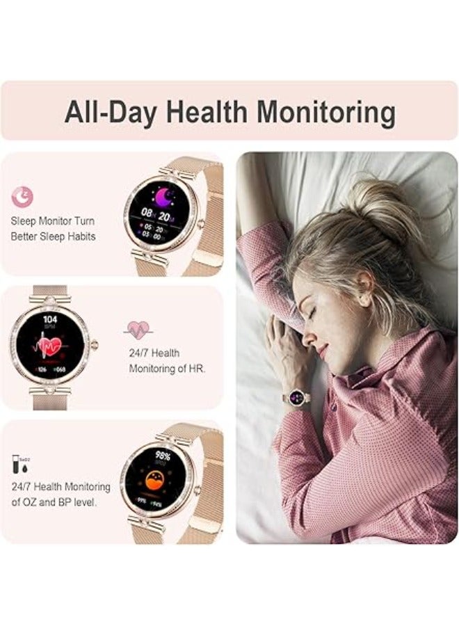 Efolen Smart Watch for Women(Make/Answer Call), 1.19" AMOLED Screen Fitness Tracker 110+ Sports Modes IP68 Waterproof Step Counter/BP/Heart Rate/Sleep Monitor SmartWatches for Android iOS -Rose Gold - Image 3