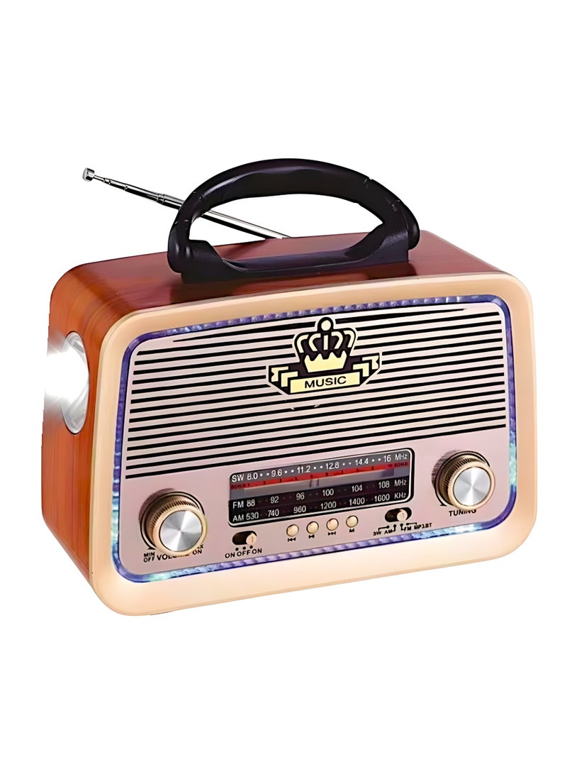 micro speed Radio FM - AM - SW Brown Bluetooth Portable Audio TF Card USB Flash disk Aux playback - Image 2
