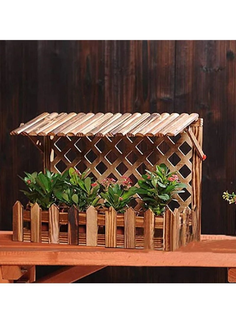 DubaiGallery Hanging Wooden Wall Flower Pot, Brown  - Image 1