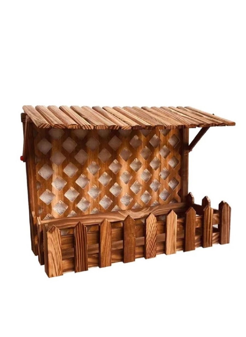 DubaiGallery Hanging Wooden Wall Flower Pot, Brown  - Image 3