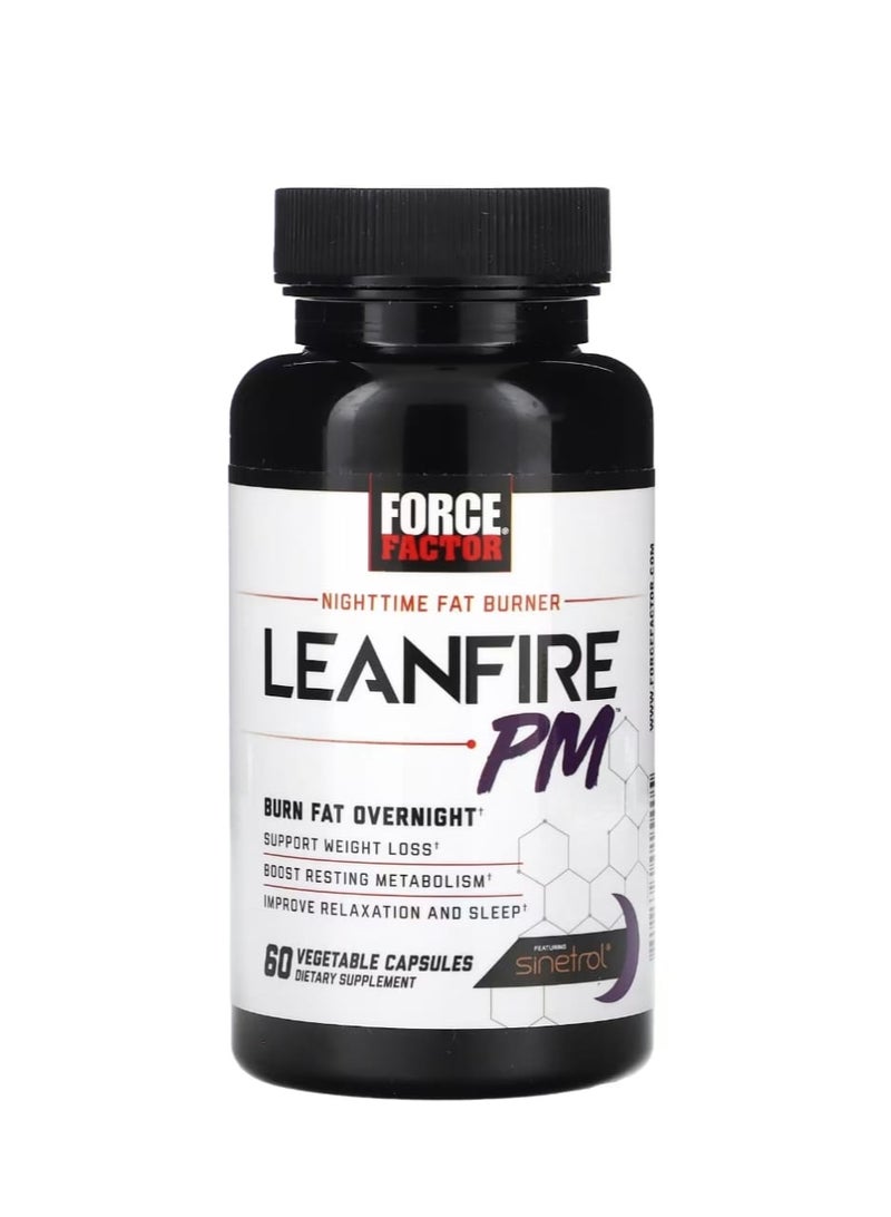 Force Factor LeanFire PM Nighttime Fat Burner 60 Vegetable Capsules - Image 1