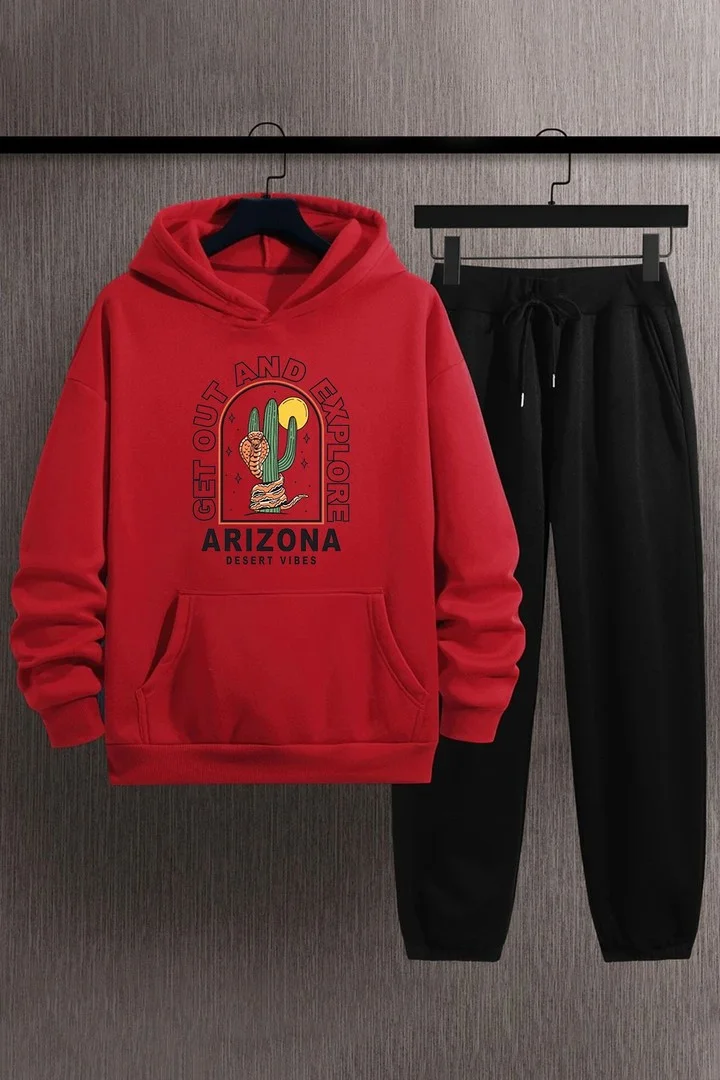 ONLYTRENDWEAR Unisex Arizona Printed Tracksuit Set S.m. Red