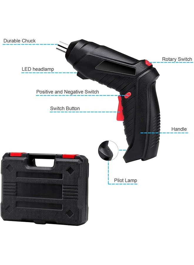 erorex Electric Screwdriver 4.2V Cordless Screwdriver Rechargeable With 44Pcs Screwdriver Bit Set Front Led Light Flexible Shaft Carrying Case Easy For Small Home Projects Micro Usb - Image 4