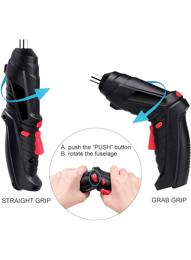 erorex Electric Screwdriver 4.2V Cordless Screwdriver Rechargeable With 44Pcs Screwdriver Bit Set Front Led Light Flexible Shaft Carrying Case Easy For Small Home Projects Micro Usb - Image 3