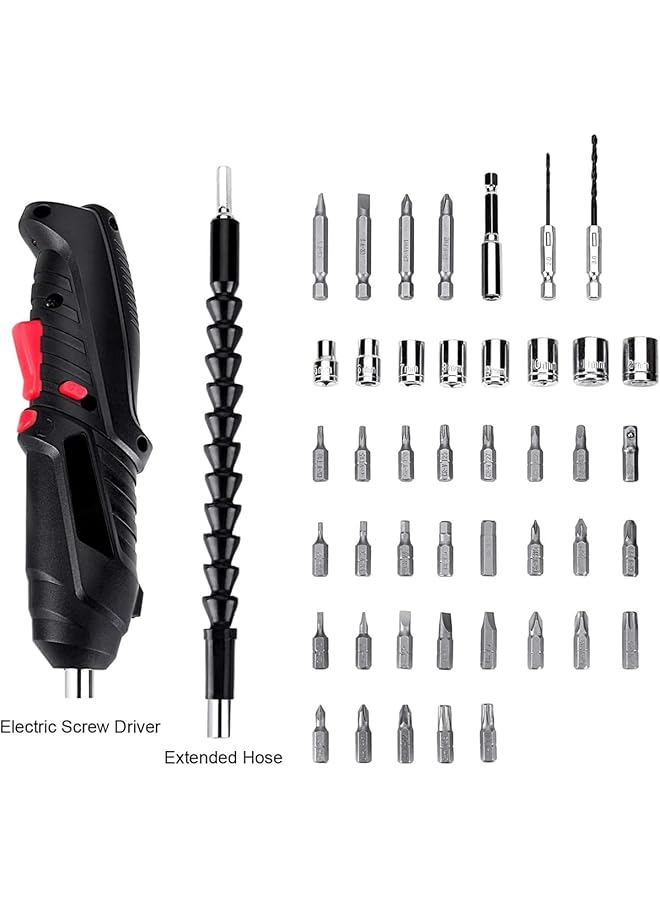 erorex Electric Screwdriver 4.2V Cordless Screwdriver Rechargeable With 44Pcs Screwdriver Bit Set Front Led Light Flexible Shaft Carrying Case Easy For Small Home Projects Micro Usb - Image 2