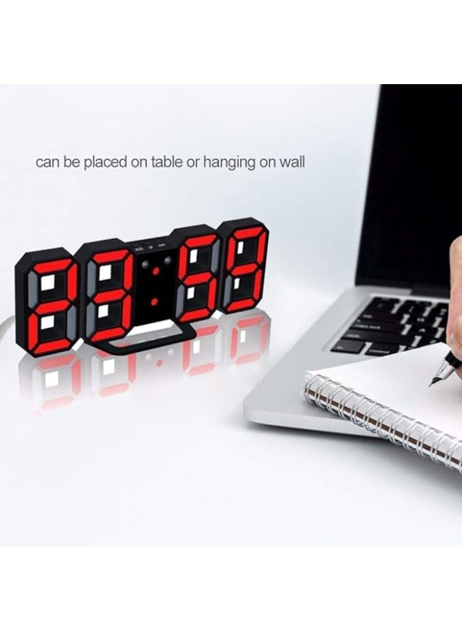 Spaceshoop 3D LED Digital Clock Glowing Night Mode Brightness Adjustable Electronic Table Clock 24/12 Hour Display Alarm Clock Wall Hanging - Image 4