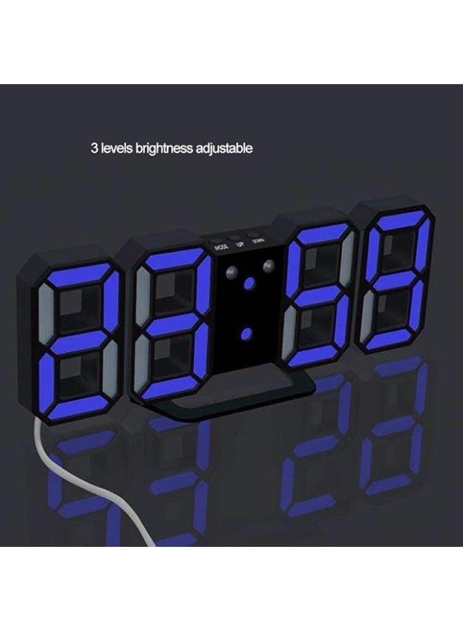Spaceshoop 3D LED Digital Clock Glowing Night Mode Brightness Adjustable Electronic Table Clock 24/12 Hour Display Alarm Clock Wall Hanging - Image 2