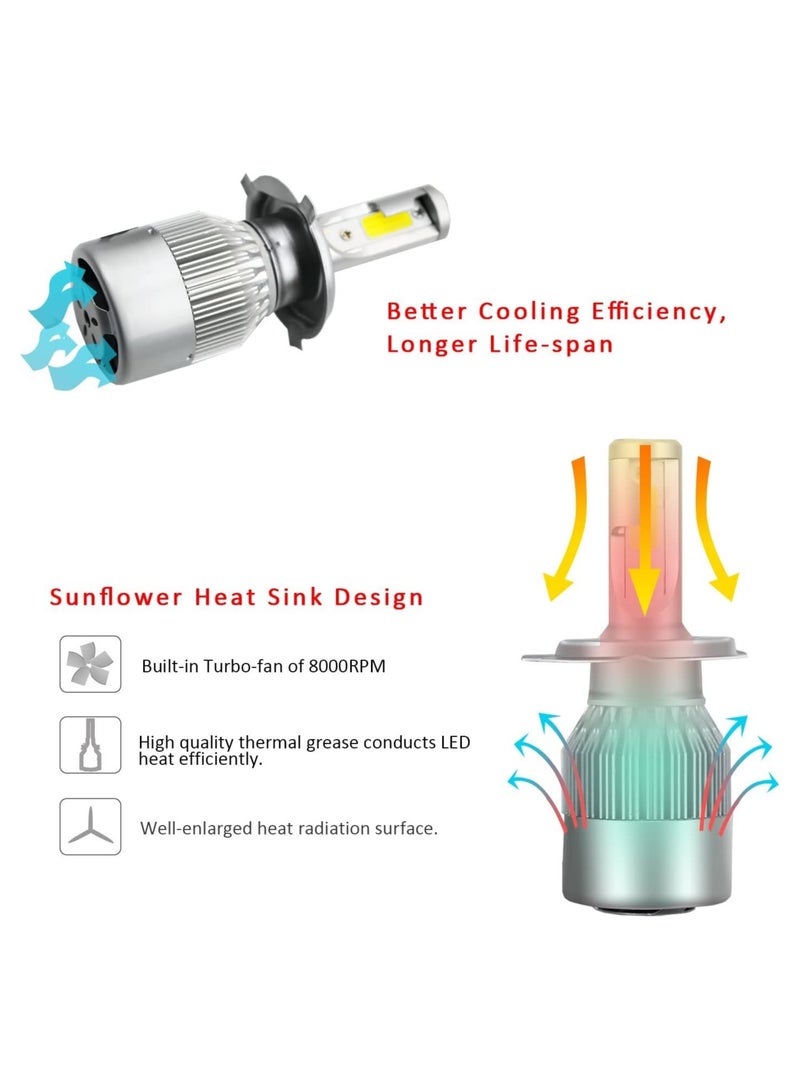 Rubik LED Headlight Bulbs Headlight Bulb H4 9003 Hi/Low All-in-One Conversion Kit Led headlights with COB Chips 8000 Lm 6000K Cool White Beam Bulbs IP68 Waterproof  - Image 3
