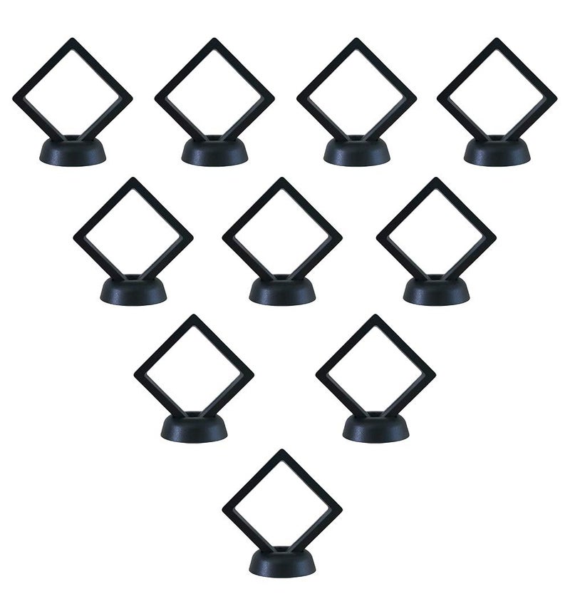 HS Set of 10 Challenge Coin Display Frame 3D Floating Case with Stand Medallion Medal Specimen Military Coin Clear Box Black