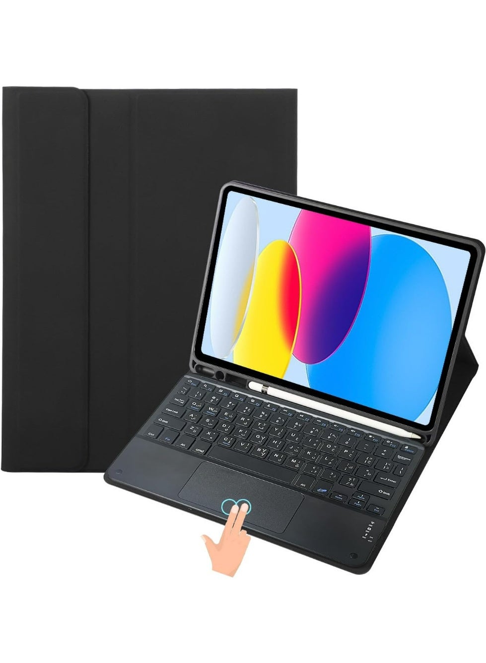 Arabic Touchpad Keyboard Case for iPad Pro 13 inch M5/M4 2025/2024 Wireless Magnetically Detachable Keyboard with Multi-Touch Trackpad and Stand Folio with Pencil Holder Cover for iPad Pro 13 inch M4/M5 2024/2025, 2in1 Combo Auto Sleep/Wake