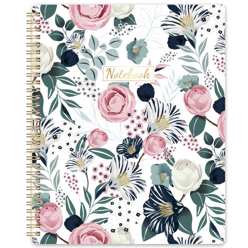 Shoparr Spiral Notebook - Notebooks Spiral Bound, 8.5" * 11", Journal Notebook with Thick Paper & Back Pocket, 110 Pages, with Twin-Wire Binding, Journals for Women, College Ruled Notebooks - Floral - Image 1