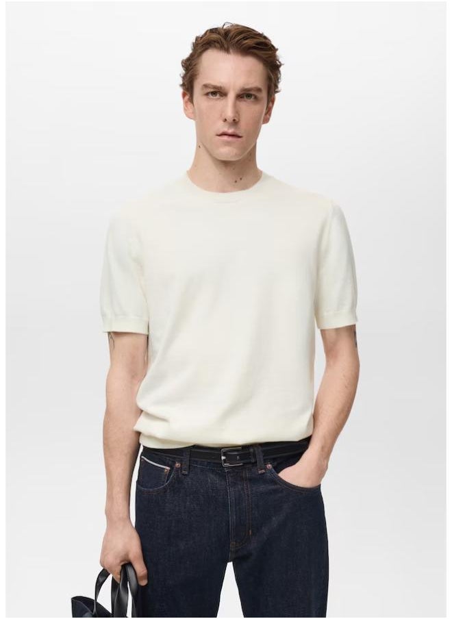 Mango Man Cotton Fine-Knit T-Shirt  - Image 1