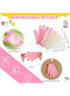 Breling 4 Pack Exfoliating Washcloth Back Scrubber Set, 2 Exfoliating Body Scrubber Nylon Back Body Scrub Towel, 2 Pairs Shower Gloves for Women Men Bath Shower Exfoliation(Pink, Beige)  - Image 3