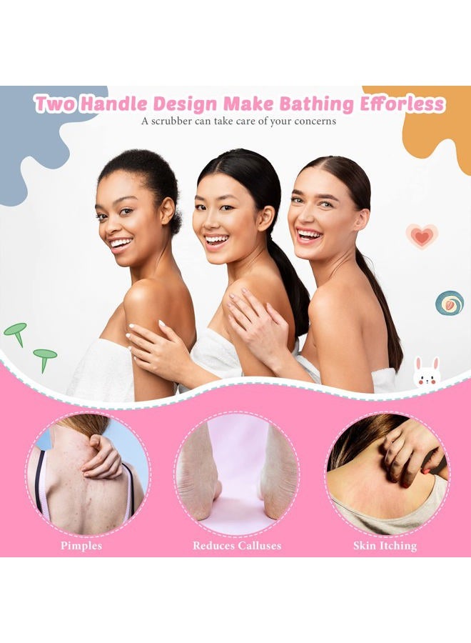 Breling 4 Pack Exfoliating Washcloth Back Scrubber Set, 2 Exfoliating Body Scrubber Nylon Back Body Scrub Towel, 2 Pairs Shower Gloves for Women Men Bath Shower Exfoliation(Pink, Beige) - Image 5