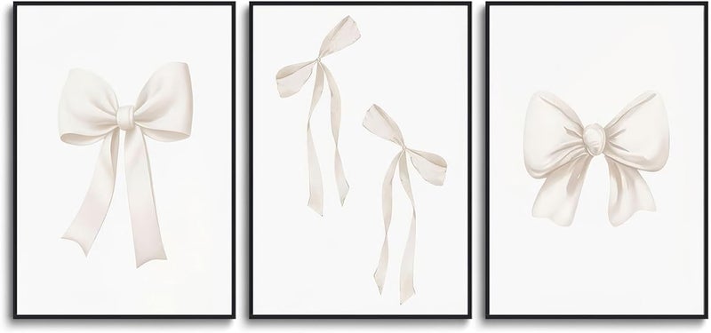 Djmwtb Beige Bow Wall Art Set of 3 (Beige Bow, 12"x16" Poster) - Image 1
