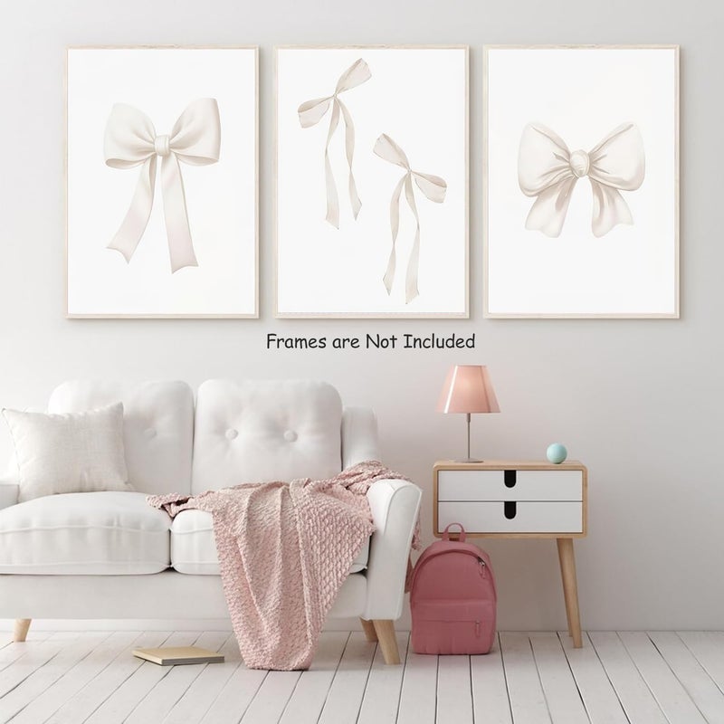 Djmwtb Beige Bow Wall Art Set of 3 (Beige Bow, 12"x16" Poster) - Image 3