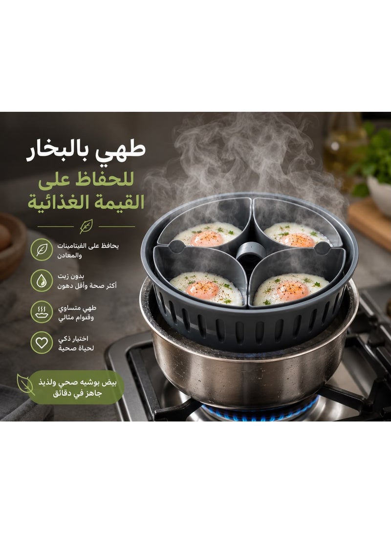 ملحق طهي البيض 2 في 1، جهاز تبخير بيض قابل للتوصيل لبيض مطهو على البخار بشكل مثالي، ملحق لغلي البيض للطبخ في المطبخ وإعداد الوجبات - Image 3