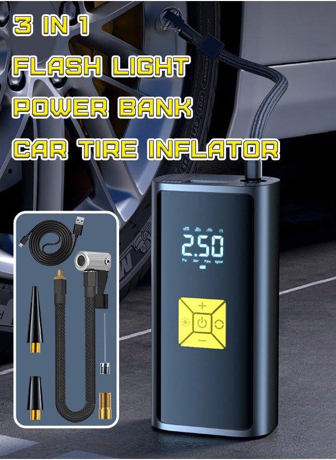 Mi VAZA - Car Tire Inflator - Portable Air Compressor - 12V DC Car Tire Pump - Power Bank - Flash Light - For Car Tires, Bicycles and Other Inflatables - Image 1