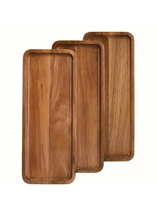Medium Rectangular Wooden Plate For Food Display Cheese Appetizer Snack Divider Kitchen Decor - Image 2
