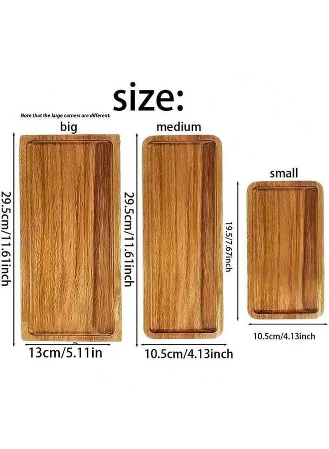 Medium Rectangular Wooden Plate For Food Display Cheese Appetizer Snack Divider Kitchen Decor - Image 4