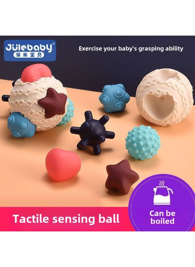 Loquat Baby Toy Touch Ball Manhattan Hand Grab Ball Tactile Tactile Perception Baby Soft Rubber Massage Maternal And Infant Wholesale-color:Massage Hand Ball 6-piece Set - Image 2