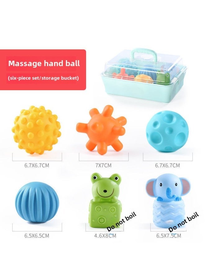 Loquat Baby Toy Touch Ball Manhattan Hand Grab Ball Tactile Tactile Perception Baby Soft Rubber Massage Maternal And Infant Wholesale-color:Massage Hand Ball 6-piece Set - Image 1