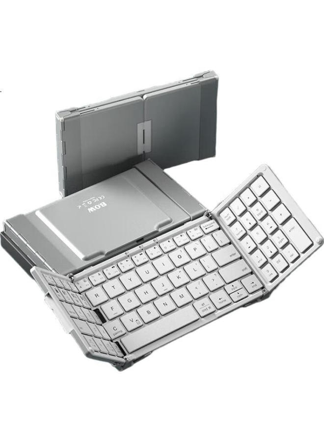 B.O.W Bow Hb166 Foldable Wireless Bluetooth Keyboard For Ipad Tablet Smartphone Computer Universal Office Mini Keyboard White - Image 1