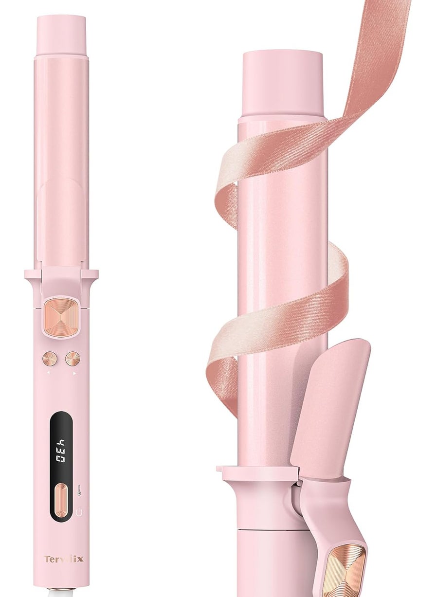 Terviiix Terviiix Automatic Rotating Curling Iron 1 14 inch 125 inch Automatic Curling Iron Automatic Hair Curler for Long Hair Ceramic Curling Iron Infused Argan Oil  Keratin with Clamp 9 Temps Pink 