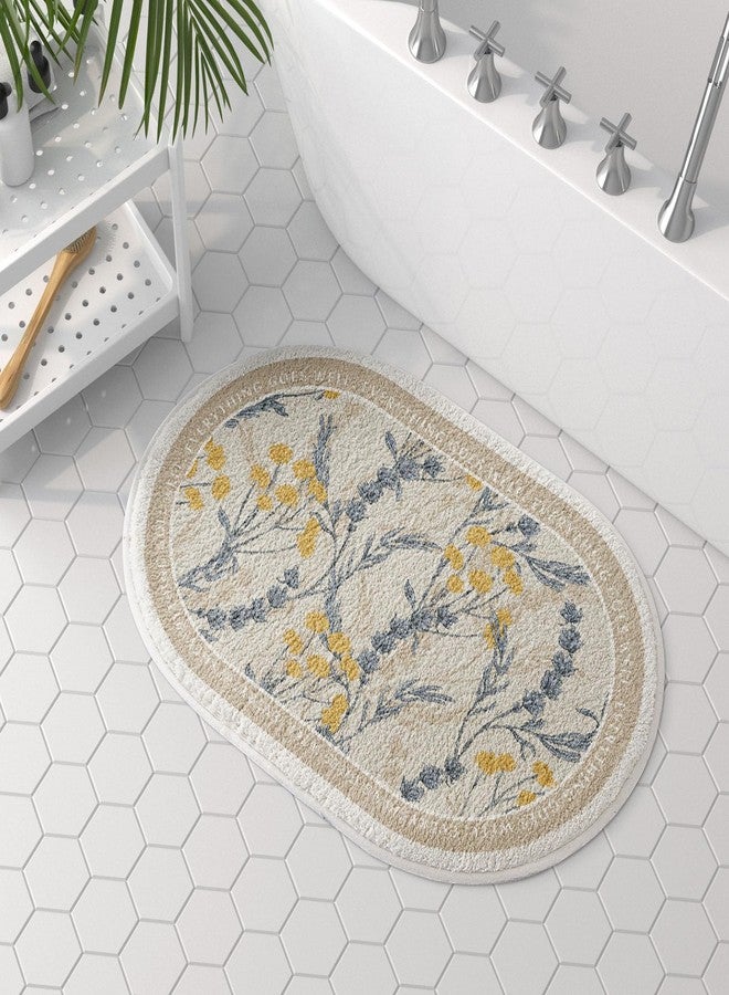 vctops Oval Bathroom Rugs Floral Print Soft Absorbent Microfiber Bath Rugs Non Slip Quick Dry Bath Mats for Bathroom Floor, Tub and Shower, Home Decor Accessories (Oval Floral B,16"x24")