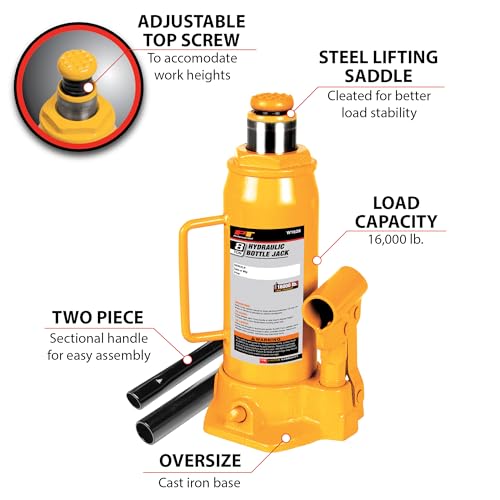 Performance Tool W1628 8-Ton (16,000 lbs.) Heavy Duty Hydraulic Bottle Jack - Image 4