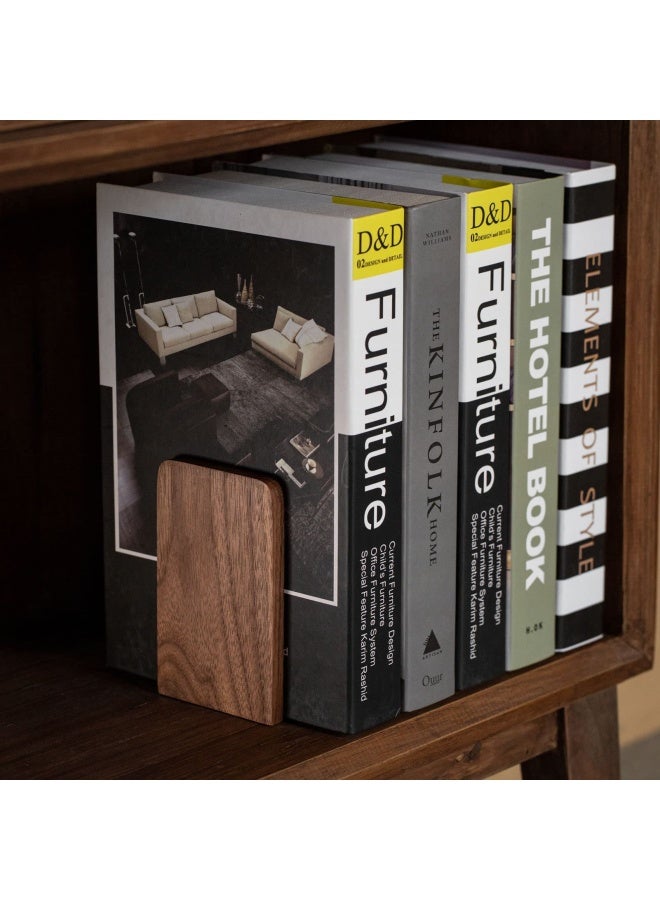 Muso Wood  Walnut Wood Bookends 5.1 X3.2 Set Of 2 Walnut - Image 3