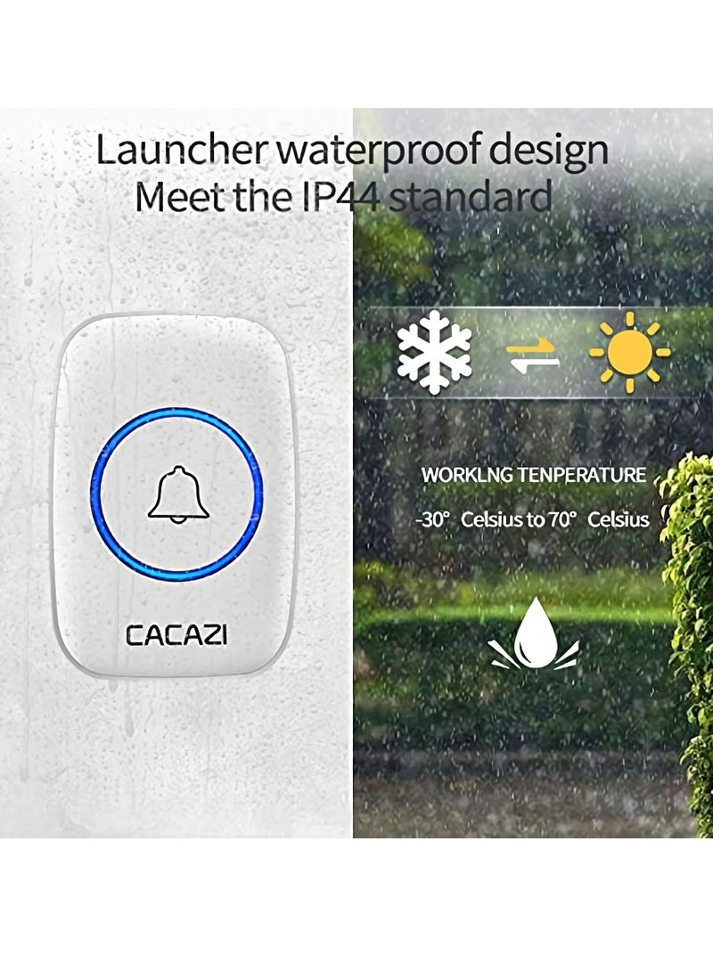 CACAZI Wireless Doorbell, Waterproof Long Distance Household Doorbell, Easy To Install Loud Music Cordless Doorbell, Door Chime With LED Indicator For Home, (1pc, Black, Two To Three) - Image 2