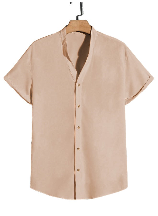 European And American Men's Summer Solid Color Short-sleeved Shirts, American Casual Loose Fit European Size T-shirt Men's