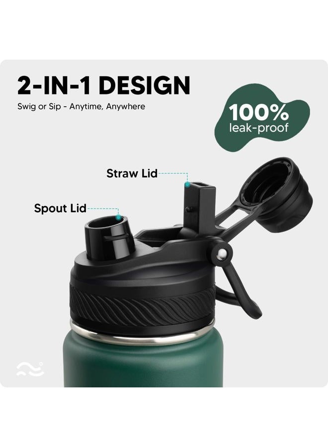 Swigina Insulated Water Bottle with Silicone Boot (36hrs Cold/18hrs Hot) - DIY Stickers, [2-in-1 Lid], BPA Free, 24 oz - Image 2
