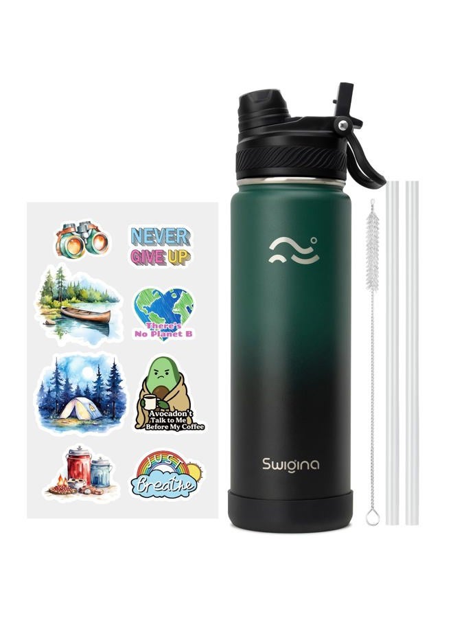 Swigina Insulated Water Bottle with Silicone Boot (36hrs Cold/18hrs Hot) - DIY Stickers, [2-in-1 Lid], BPA Free, 24 oz - Image 1