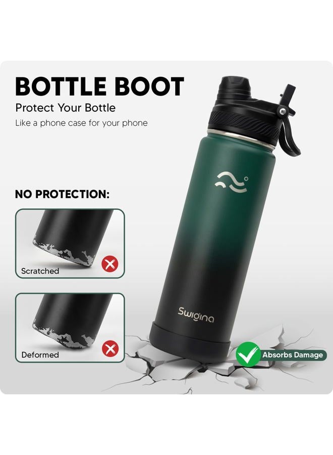 Swigina Insulated Water Bottle with Silicone Boot (36hrs Cold/18hrs Hot) - DIY Stickers, [2-in-1 Lid], BPA Free, 24 oz - Image 4